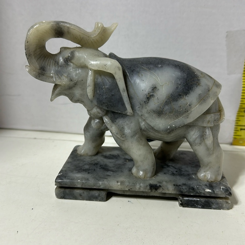Marble Elephant. Approx 6” high at top of trunk